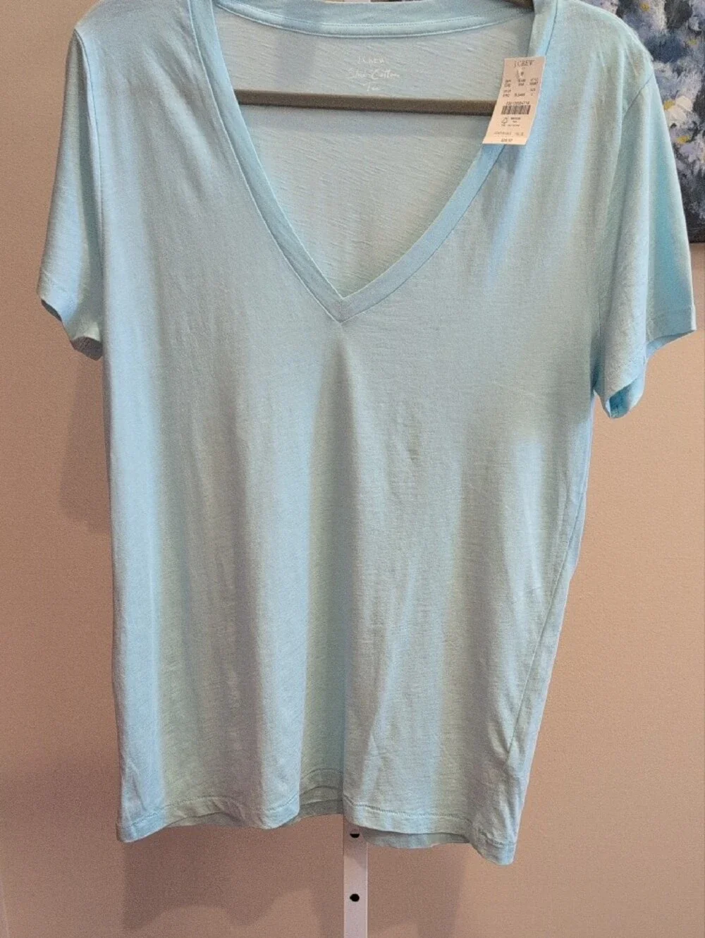 J. Crew Light Blue Slim Cotton V-Neck Tee